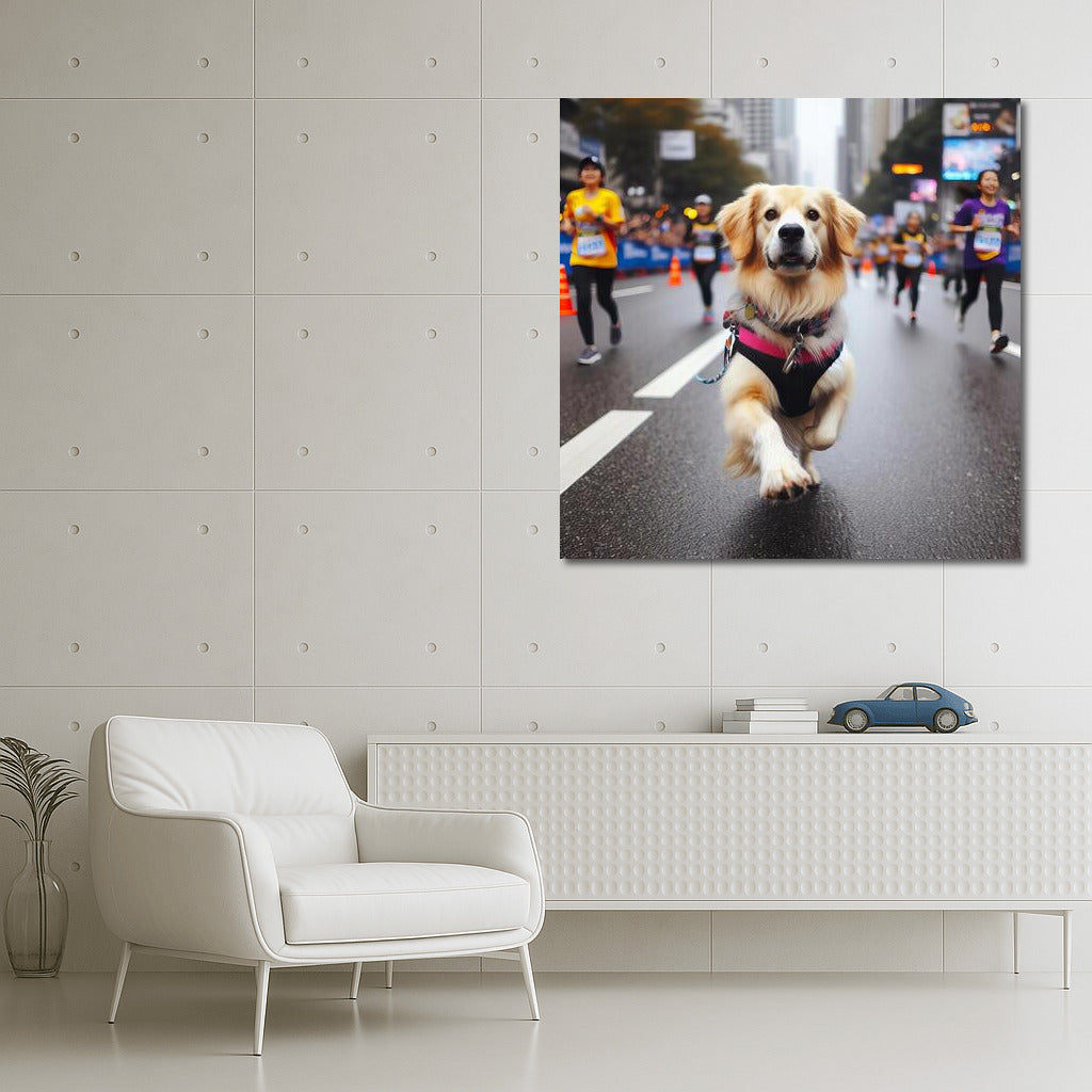 Urban Run: Energetic Dog on the Move