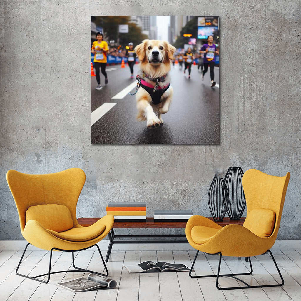 Urban Run: Energetic Dog on the Move