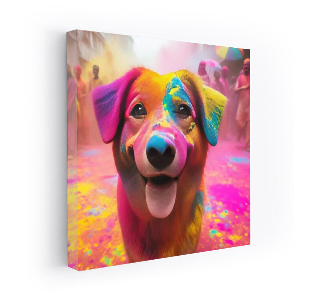 Dog in Rainbow Energy Vortex: Vibrant Wall Art for Positivity