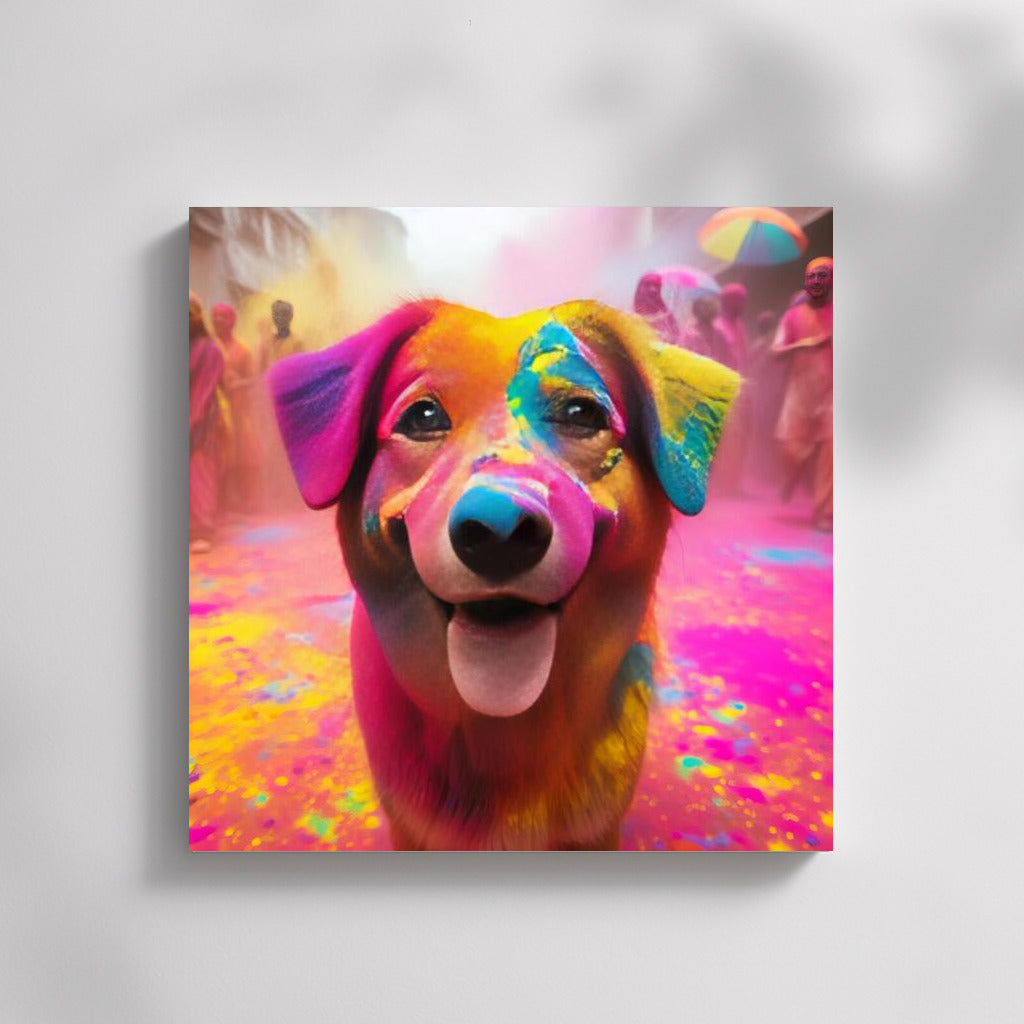 Dog in Rainbow Energy Vortex: Vibrant Wall Art for Positivity