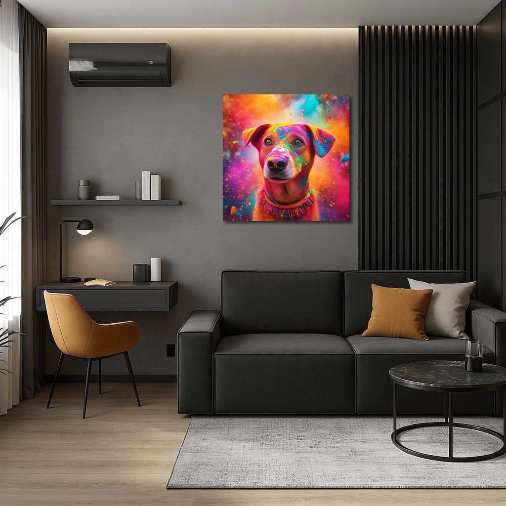 Color Whirlwind: Happy Dog in Bright Colors