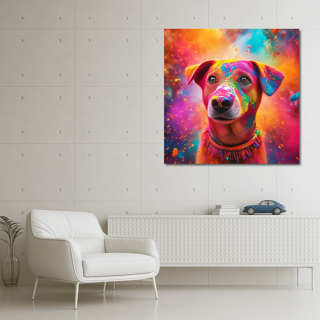 Color Whirlwind: Happy Dog in Bright Colors
