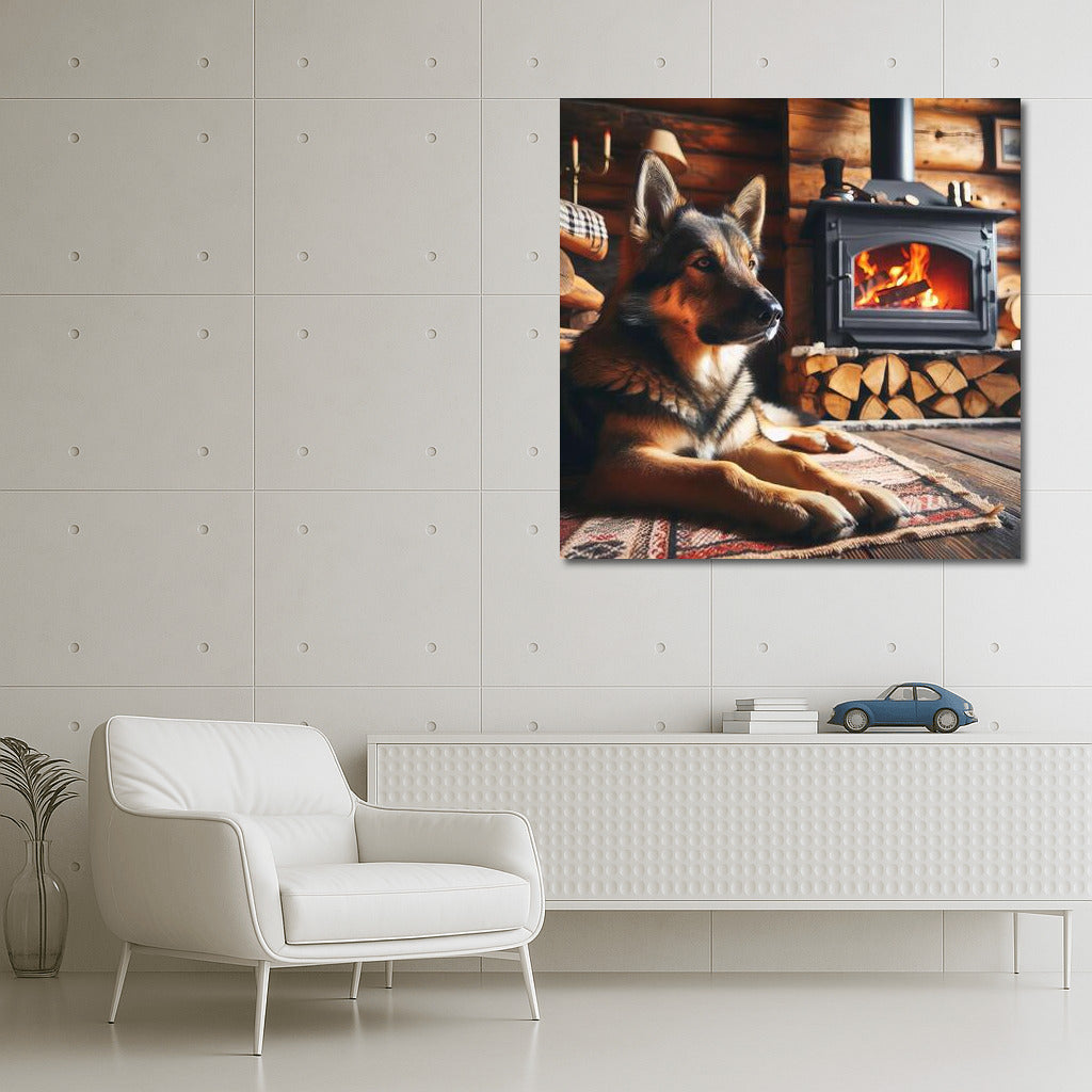 Dog by the Fireplace: Warmth and Comfort in Your Home
