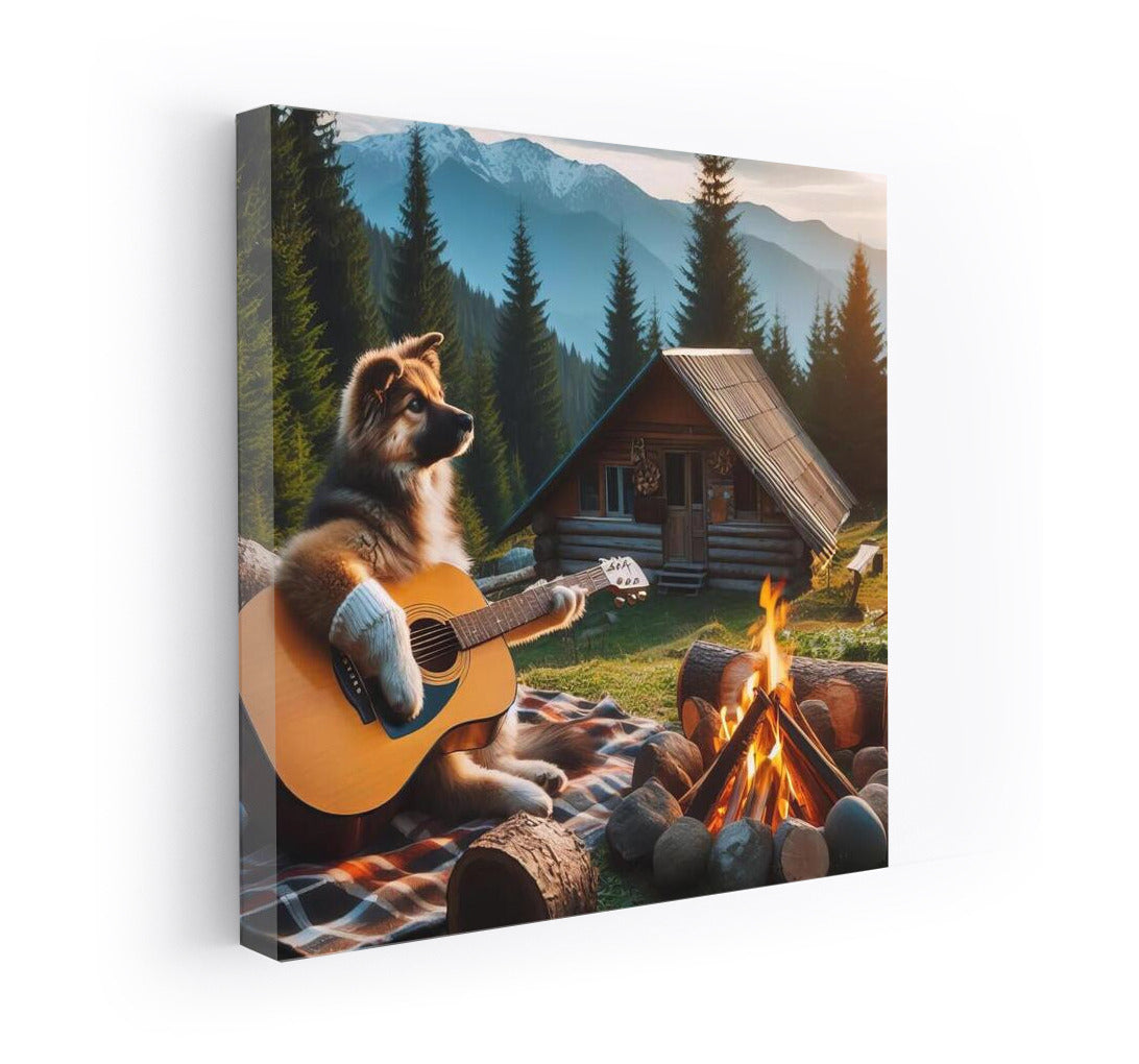 Musical Dog by the Forest Campfire: Magic for Your Home