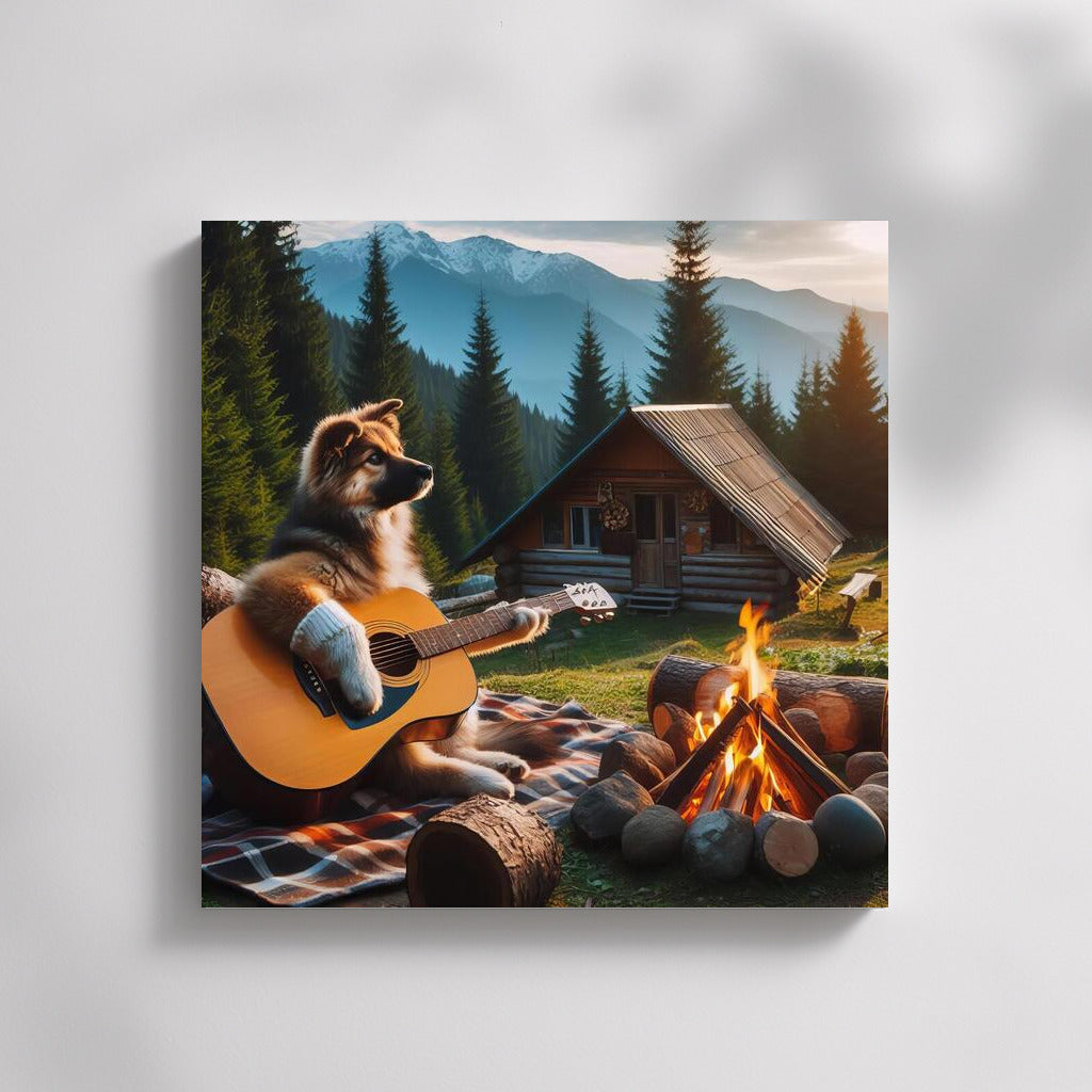 Musical Dog by the Forest Campfire: Magic for Your Home