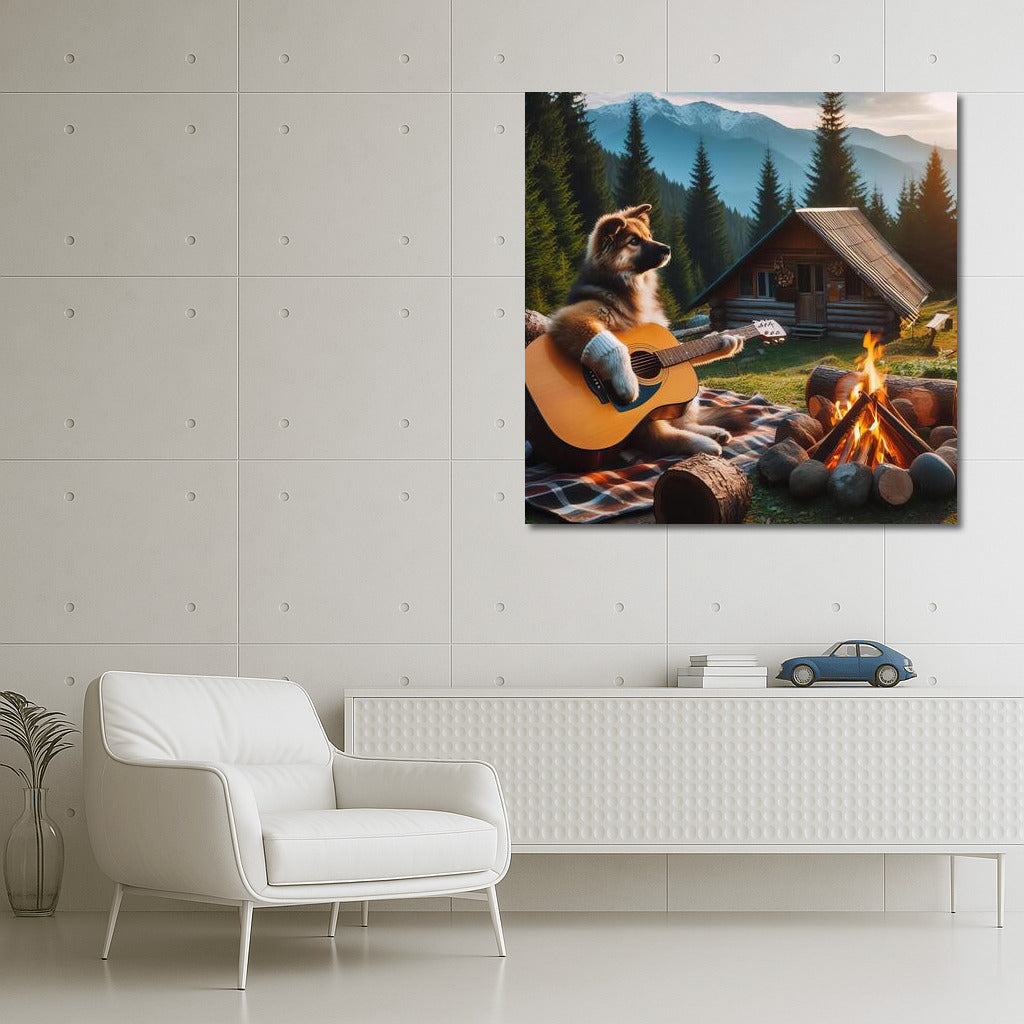 Musical Dog by the Forest Campfire: Magic for Your Home