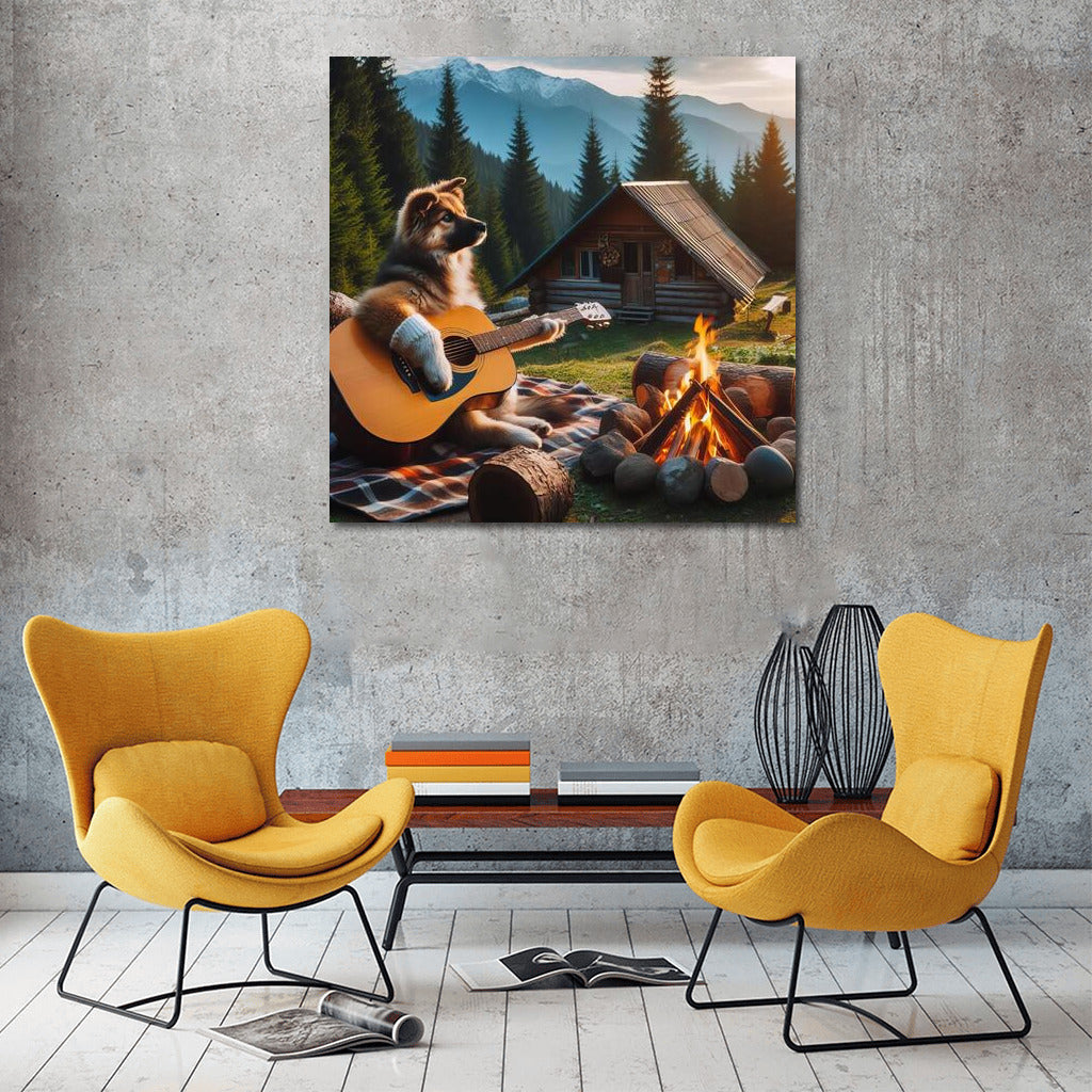 Musical Dog by the Forest Campfire: Magic for Your Home