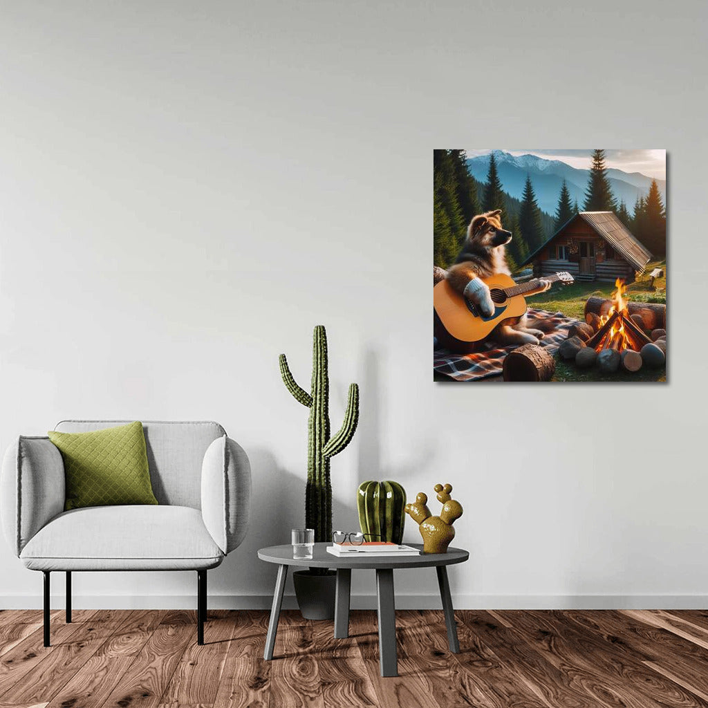 Musical Dog by the Forest Campfire: Magic for Your Home