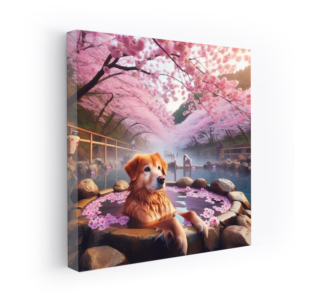 Spring Zen: Dog under Cherry Blossoms