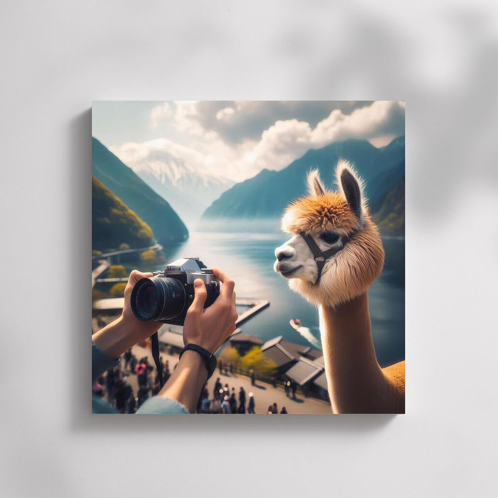 Alpaca at a Mountain Lake: Natural Idyll