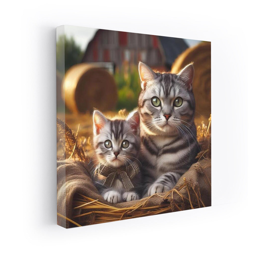 Idyll on the farm: Fluffy cats in a cozy corner
