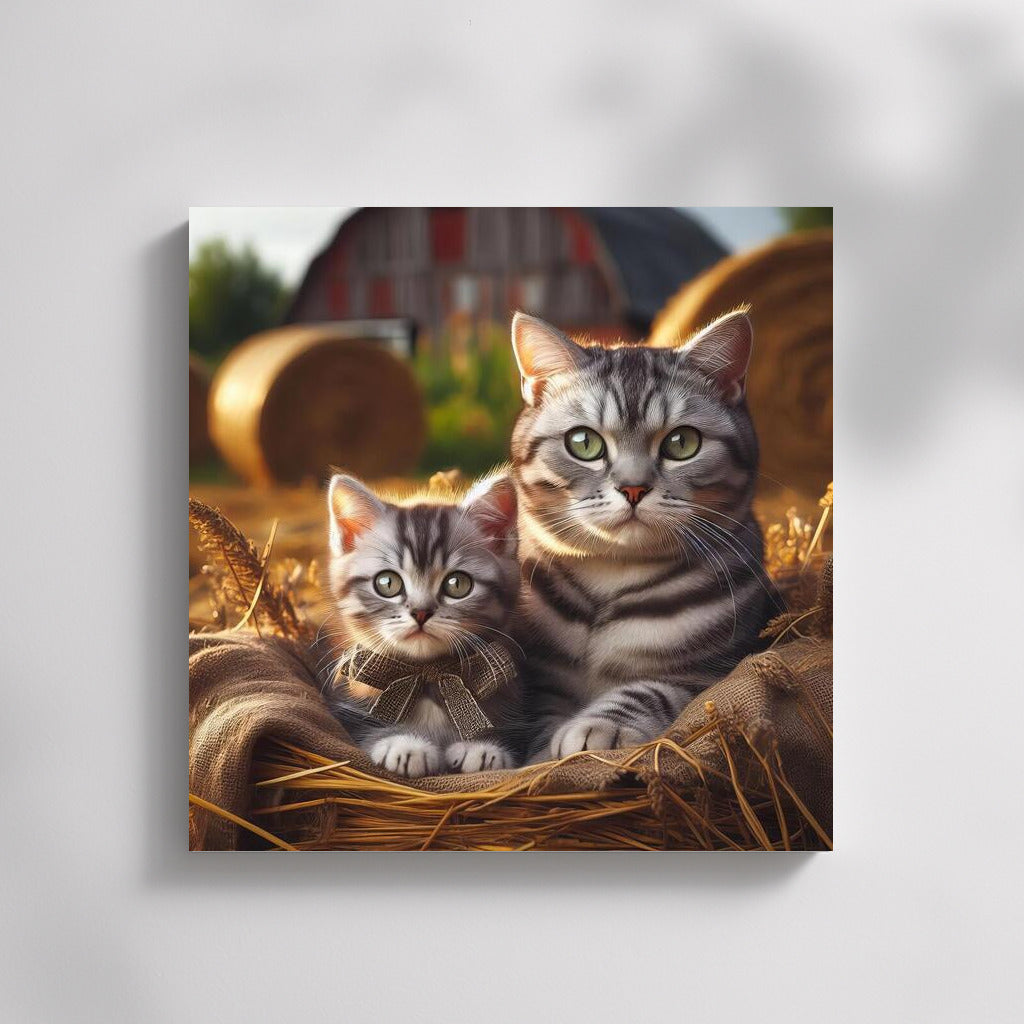 Idyll on the farm: Fluffy cats in a cozy corner
