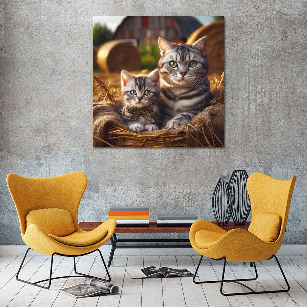 Idyll on the farm: Fluffy cats in a cozy corner