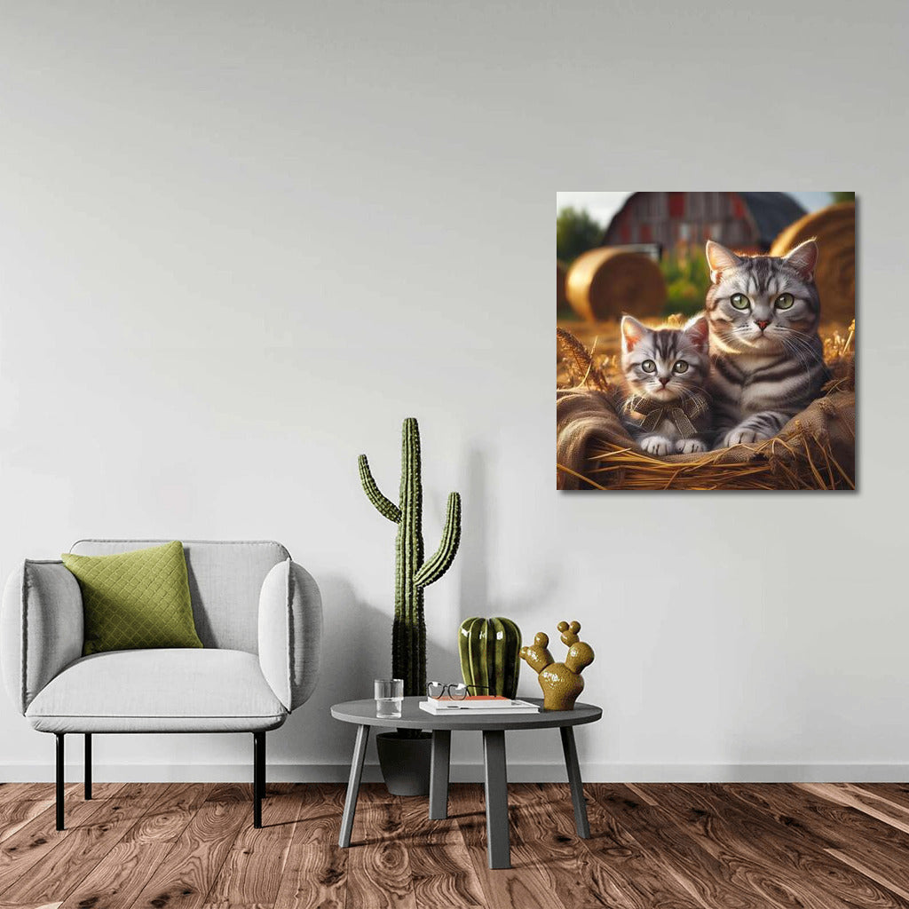 Idyll on the farm: Fluffy cats in a cozy corner