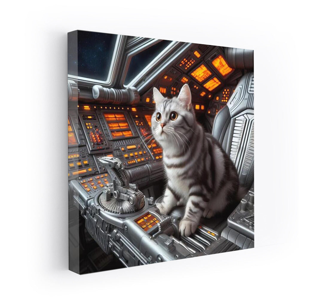 Space Cat on a Galactic Journey: Futuristic Wall Art