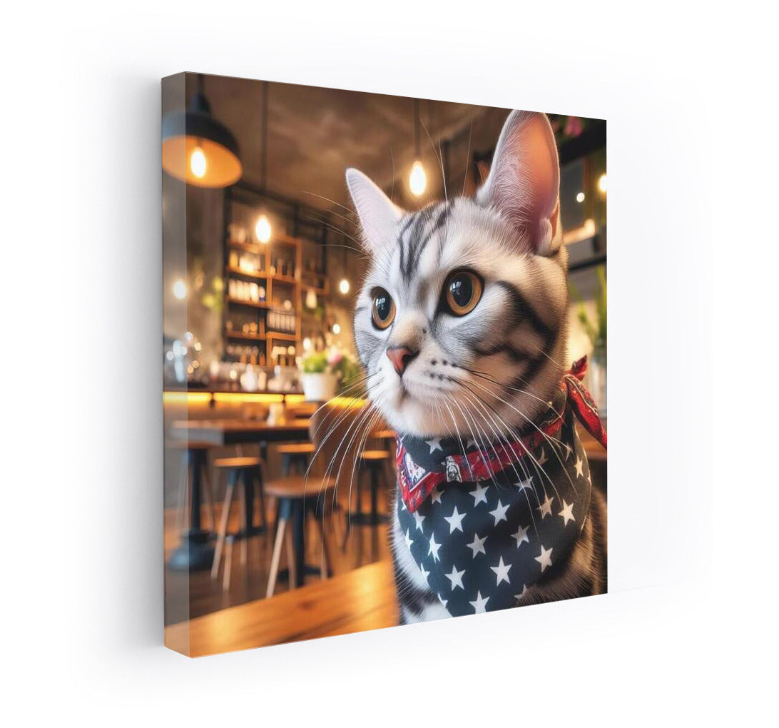Cat in a Bandana: Cozy Evening in a Cafe