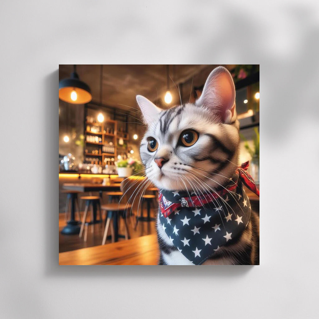 Cat in a Bandana: Cozy Evening in a Cafe