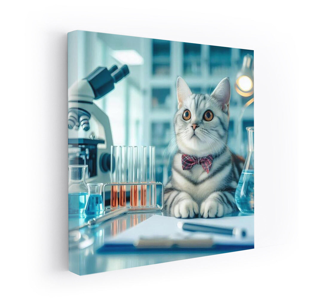 Scientist Cat in the Lab: Playful Wall Art for Cat Lovers