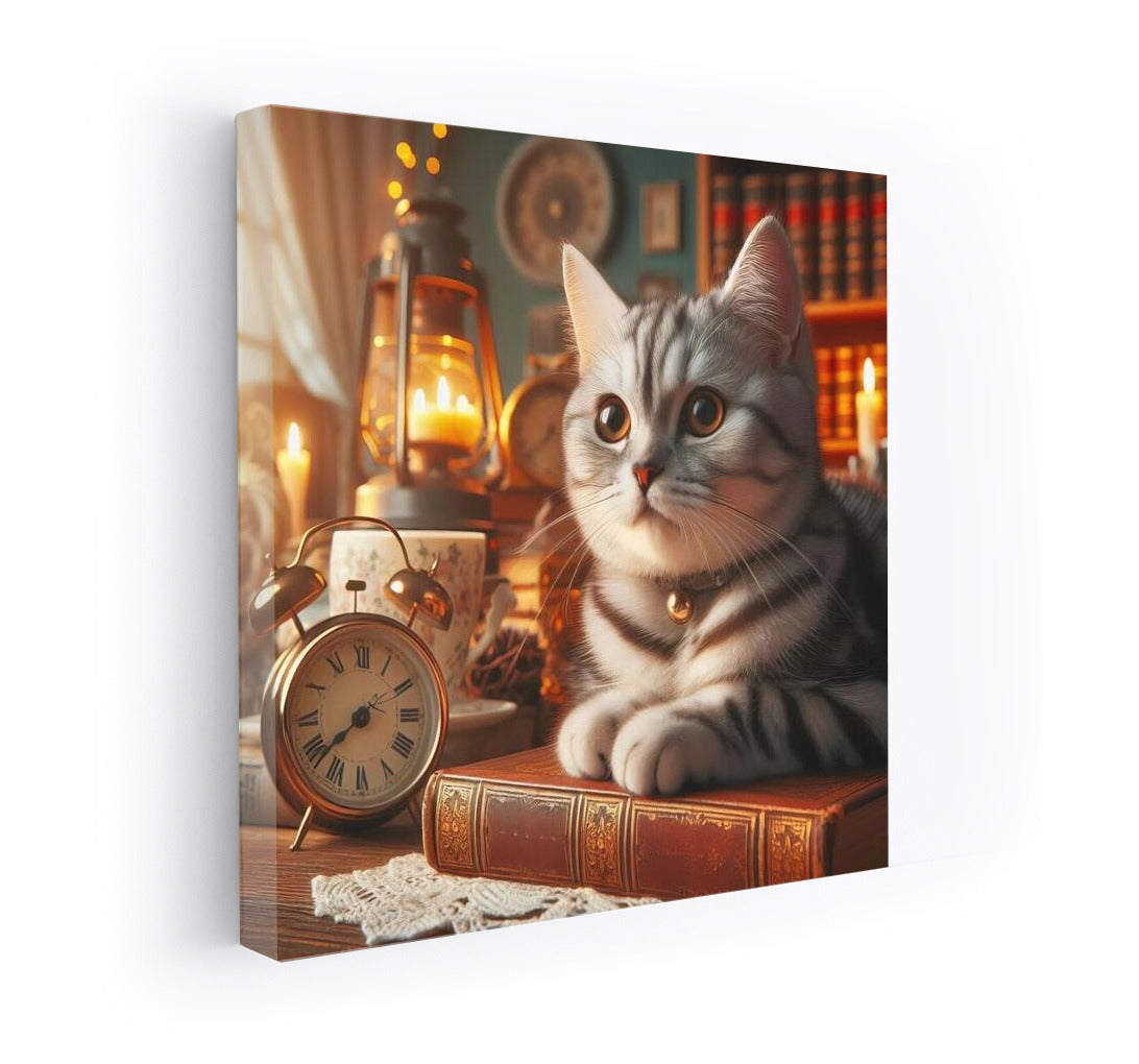 Cat in Candles and Books: Atmospheric Comfort for Your Home