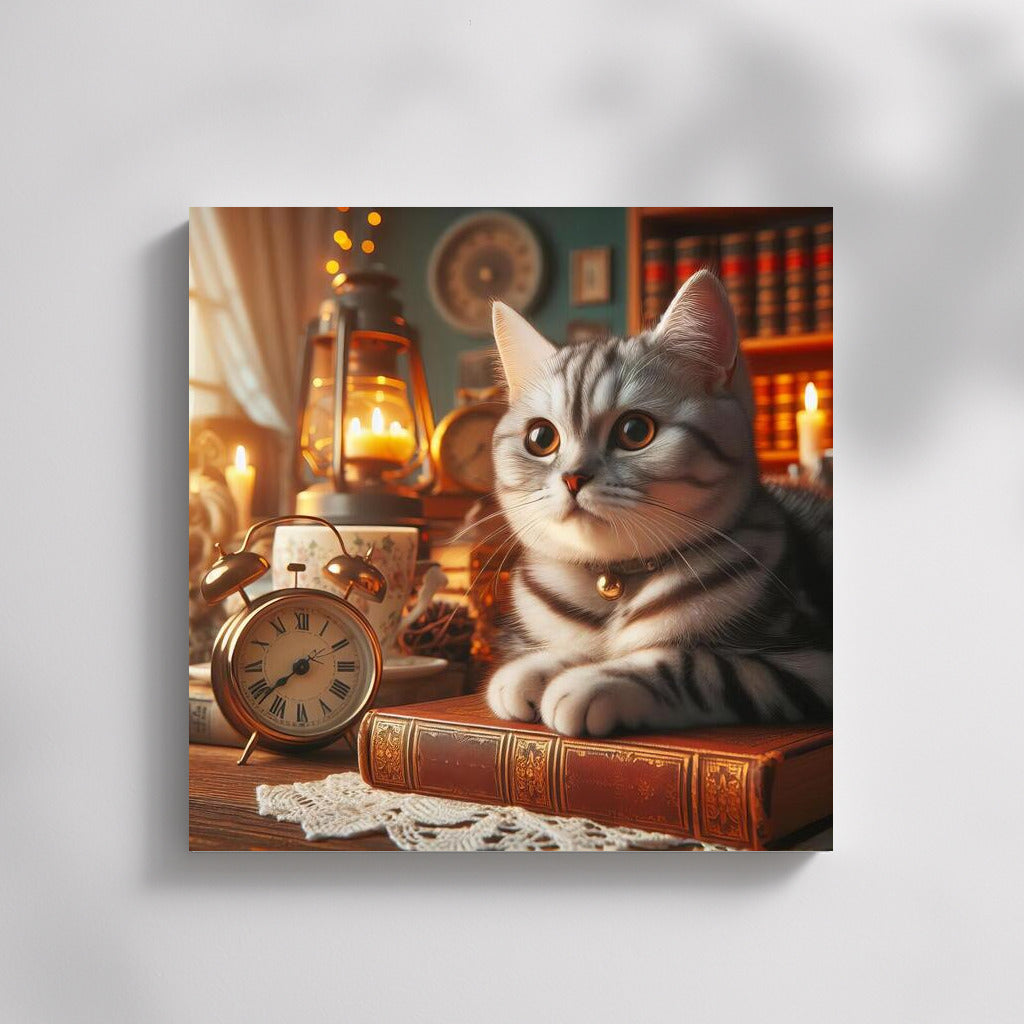 Cat in Candles and Books: Atmospheric Comfort for Your Home
