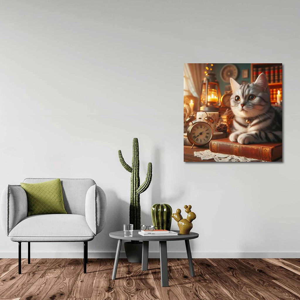 Cat in Candles and Books: Atmospheric Comfort for Your Home