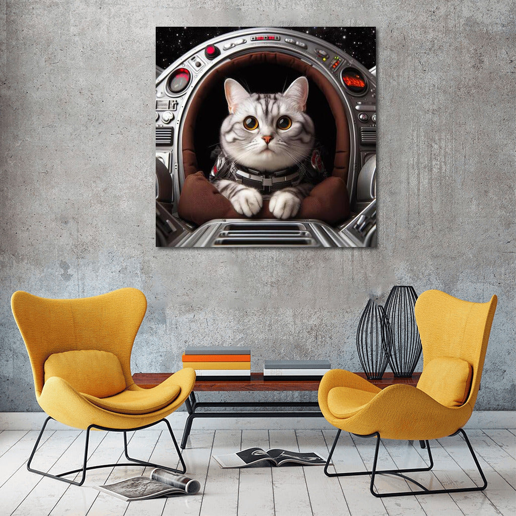 Space Cat Captain in Starship: Playful Journey Through the Galaxy