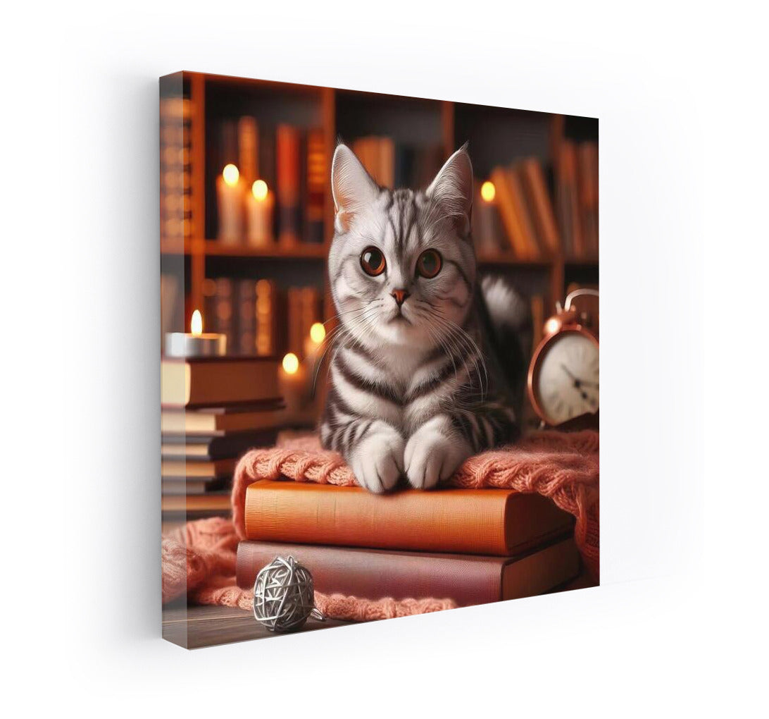 Cat and Books: A Cozy World on Your Wall