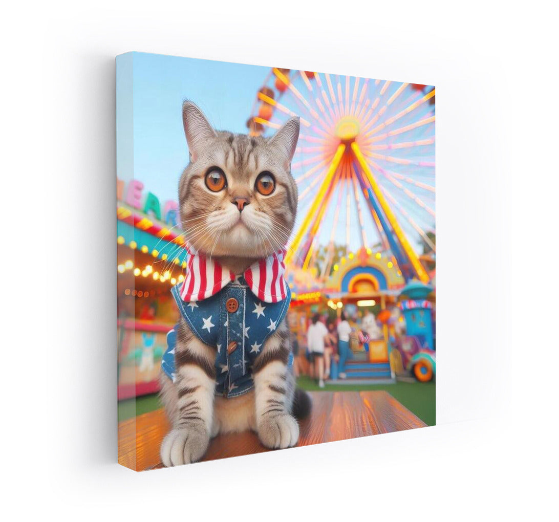 Cat in a Striped Suit at the Amusement Fair