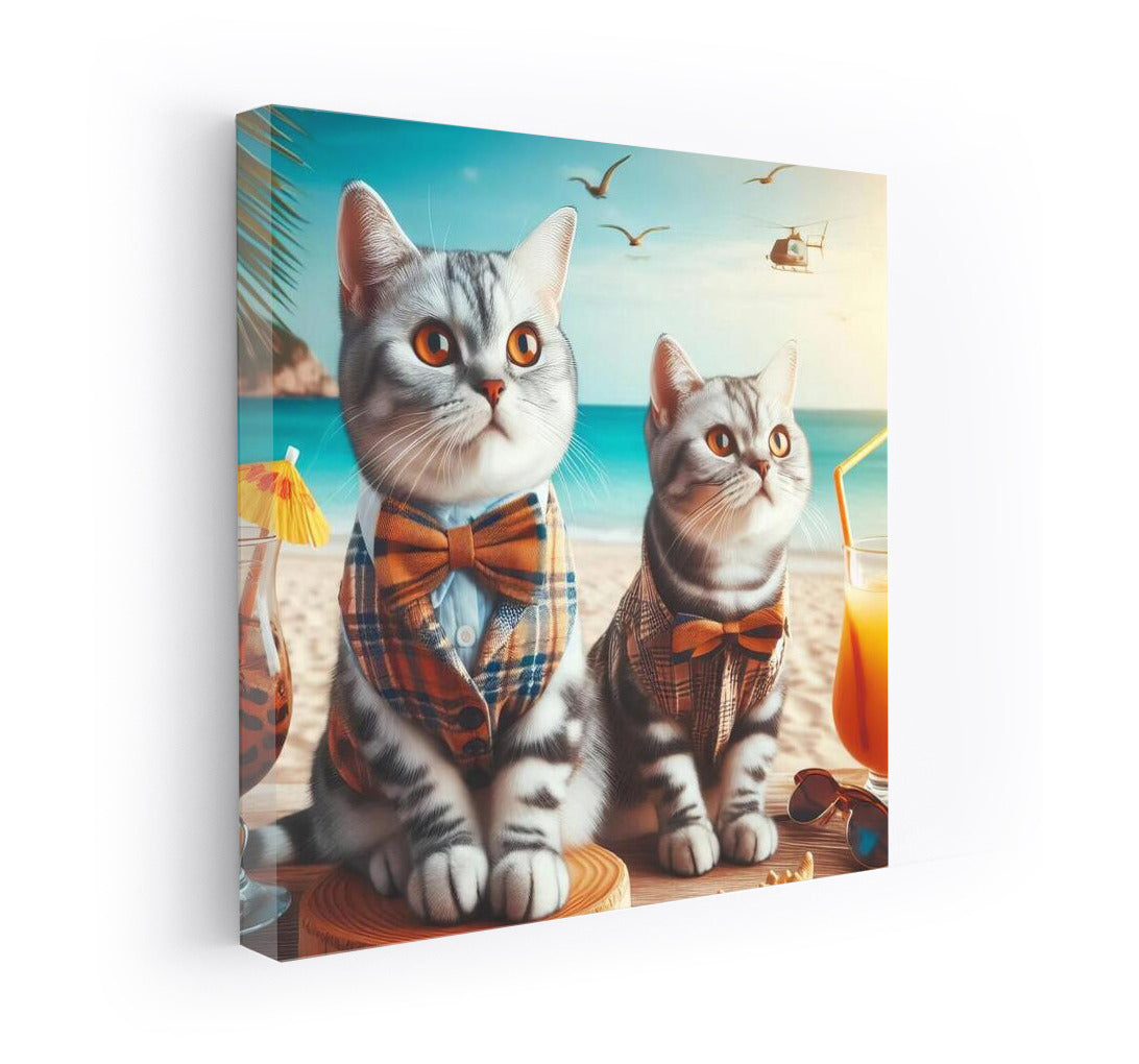 Cats in Beachwear at Sunset: The Comfort and Charm of a Seaside Evening