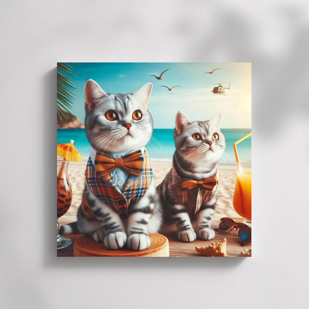 Cats in Beachwear at Sunset: The Comfort and Charm of a Seaside Evening