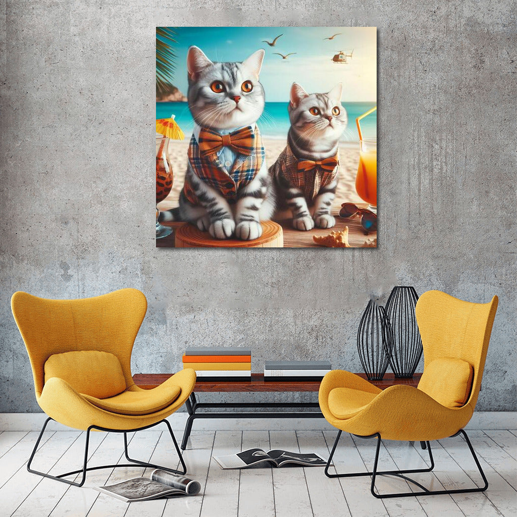 Cats in Beachwear at Sunset: The Comfort and Charm of a Seaside Evening