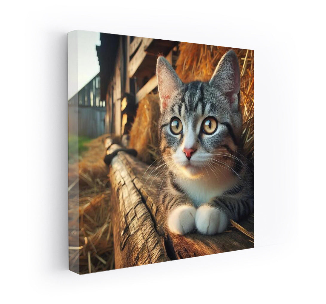 Fluffy Kitten on a Straw Background: Comfort and Charm for Your Home