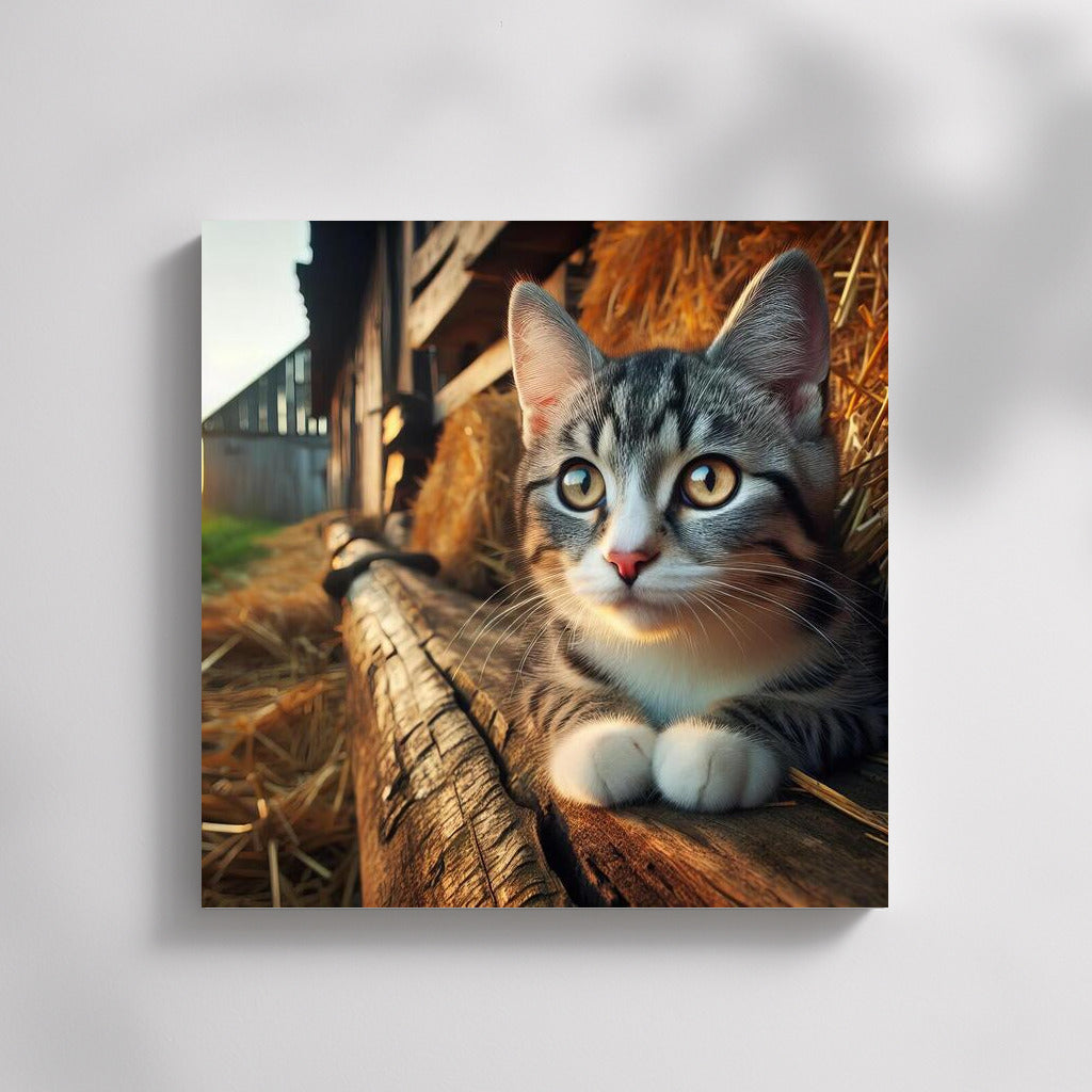 Fluffy Kitten on a Straw Background: Comfort and Charm for Your Home