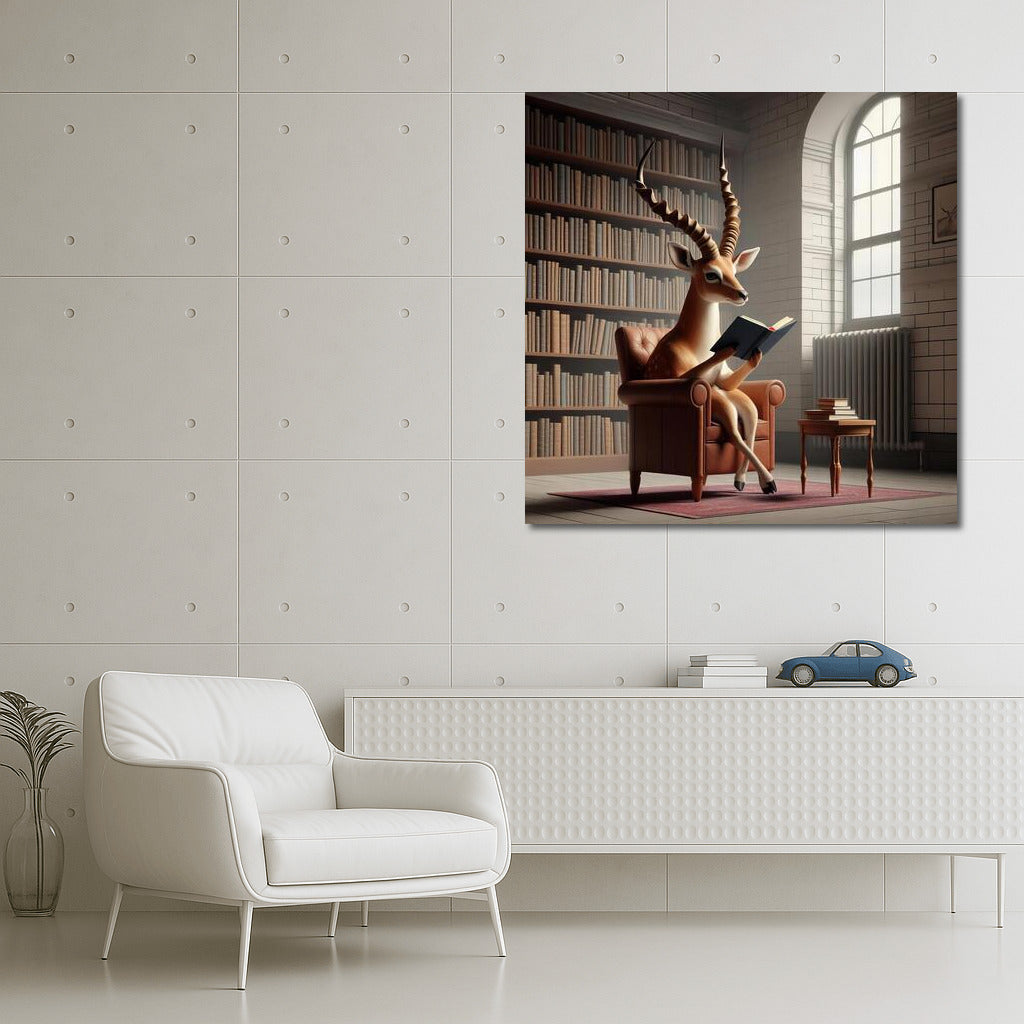 Antelope in the Library: Reading on a Little Chair - Magical Home Decor