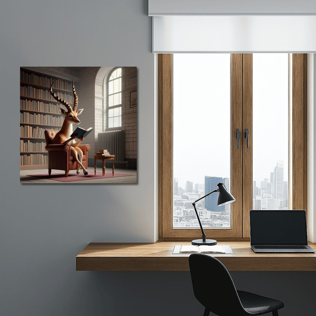Antelope in the Library: Reading on a Little Chair - Magical Home Decor