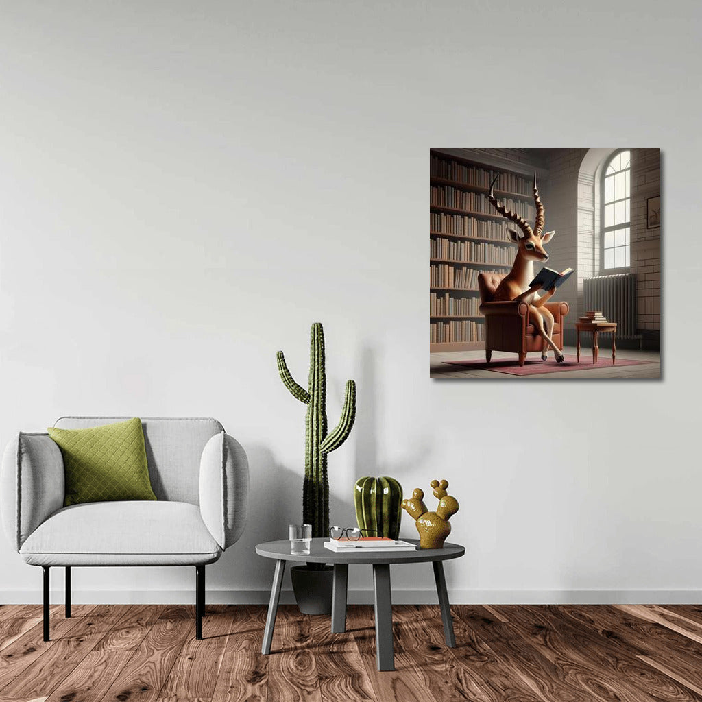 Antelope in the Library: Reading on a Little Chair - Magical Home Decor