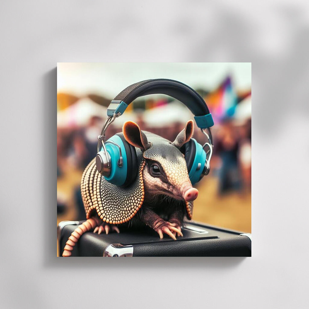 Armadillo at the Music Festival: Stylish Headphones and Bright Vibrations
