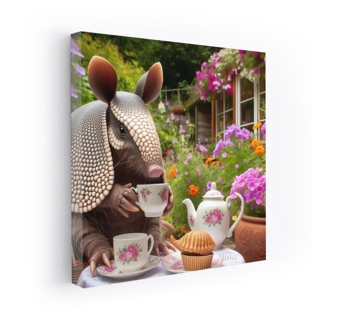 Armadillo Tea Party in a Blooming English Garden