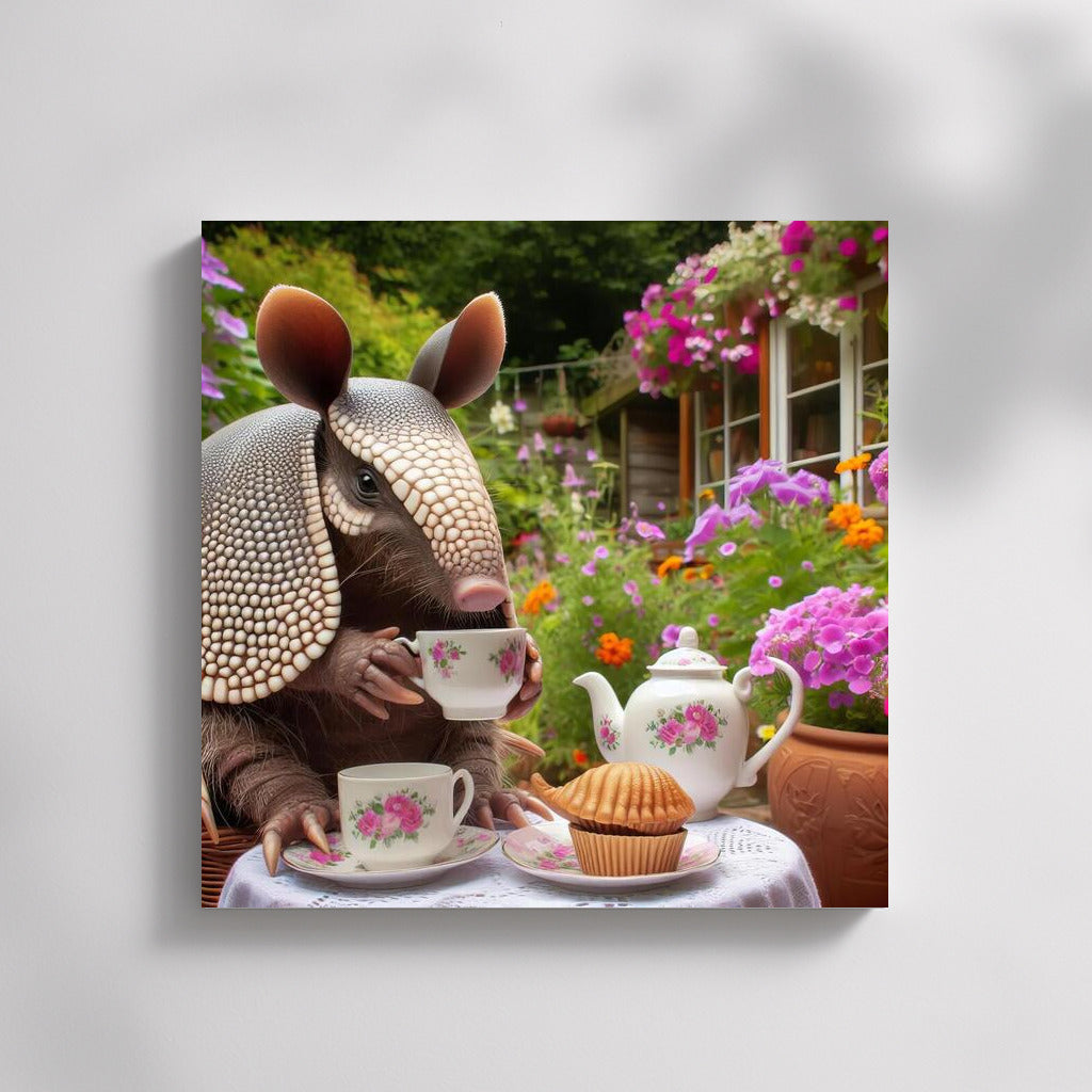 Armadillo Tea Party in a Blooming English Garden