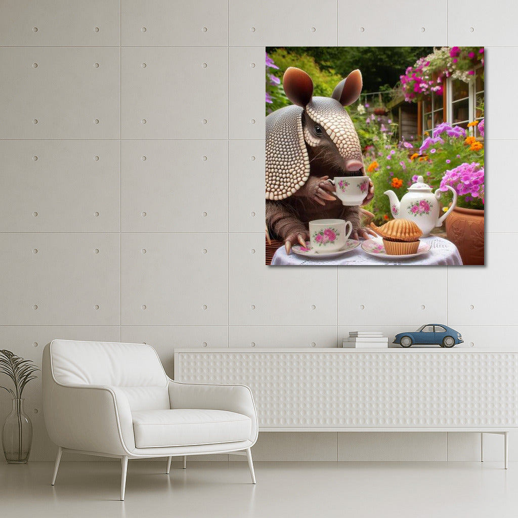 Armadillo Tea Party in a Blooming English Garden