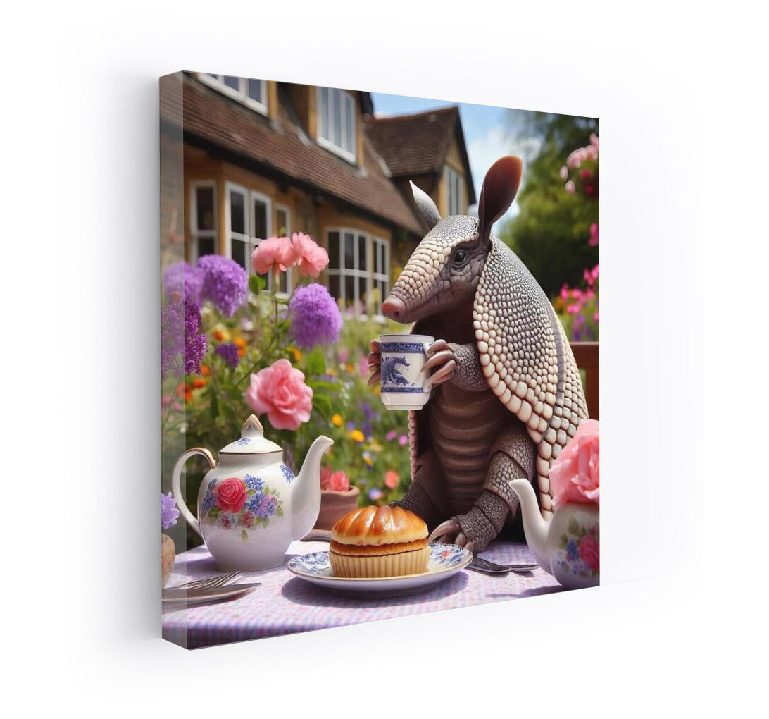 Armadillo Tea Party in a Blooming English Garden
