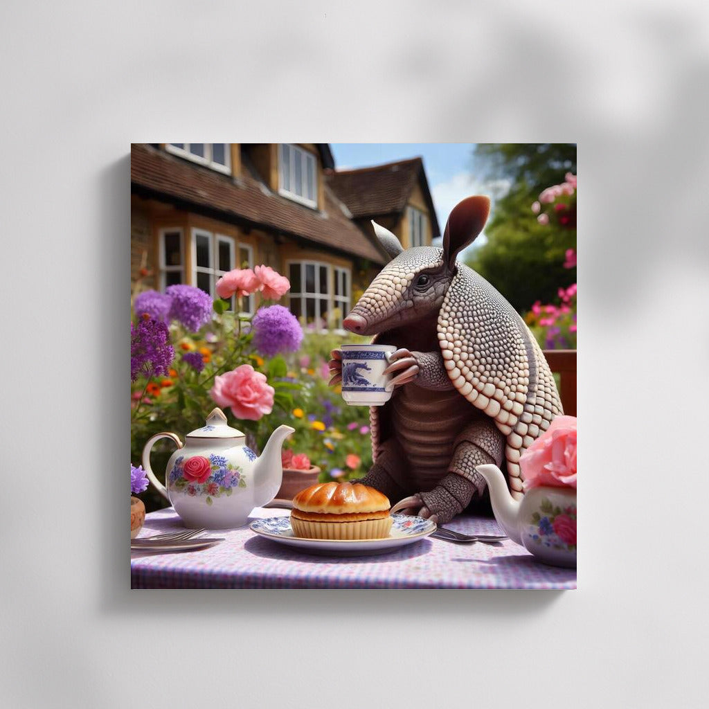 Armadillo Tea Party in a Blooming English Garden