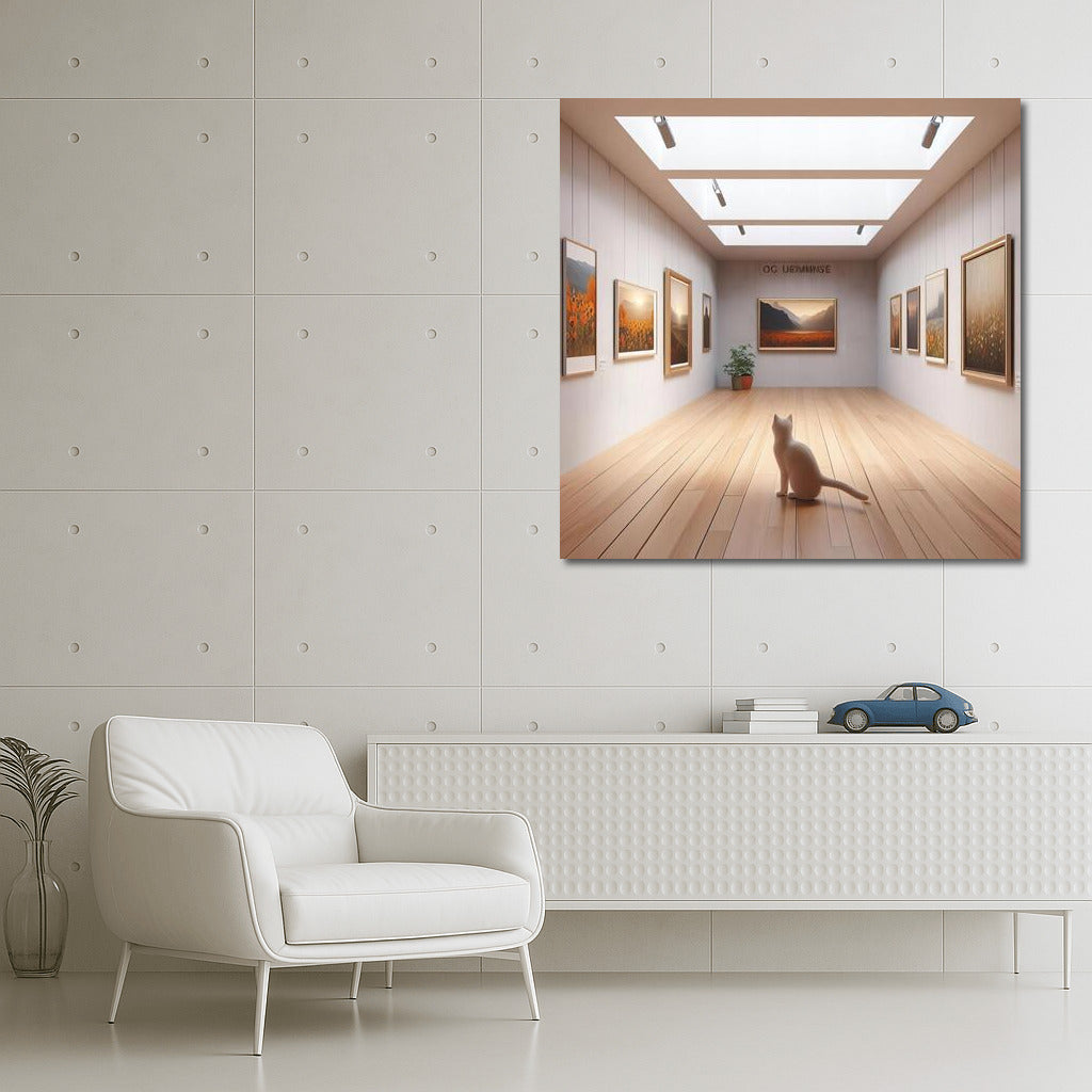 Cat in the Gallery: Enjoying Contemporary Art in a Minimalist Interior