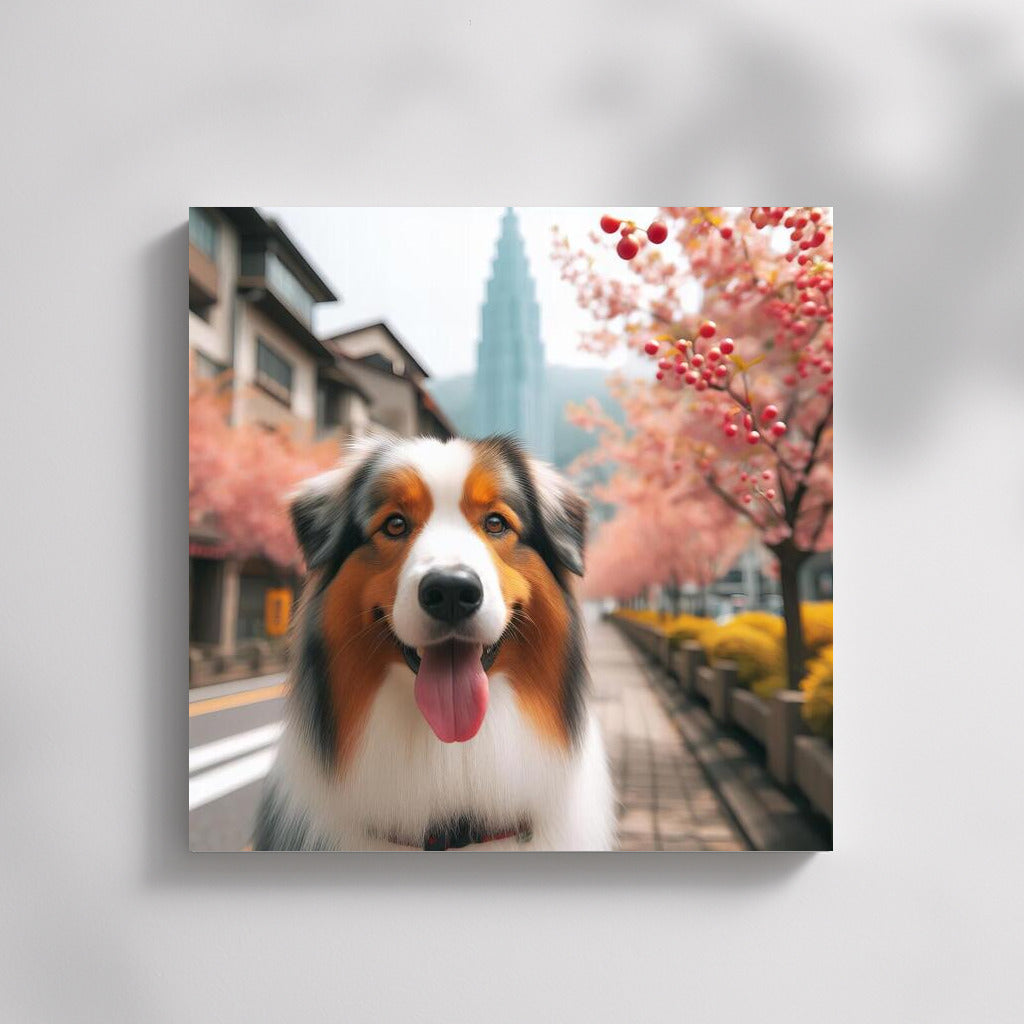 Australian Shepherd in Japan: Walking Among the Sakura