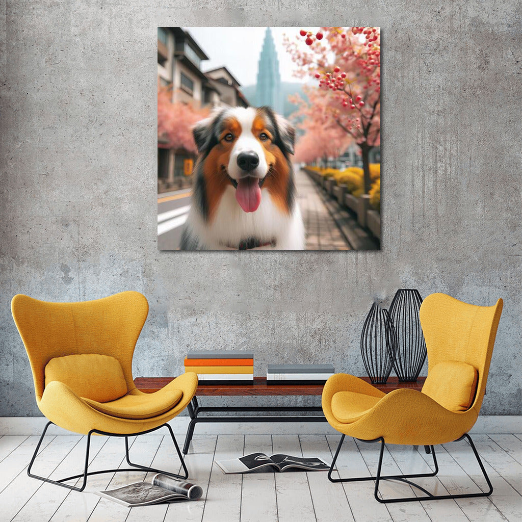 Australian Shepherd in Japan: Walking Among the Sakura