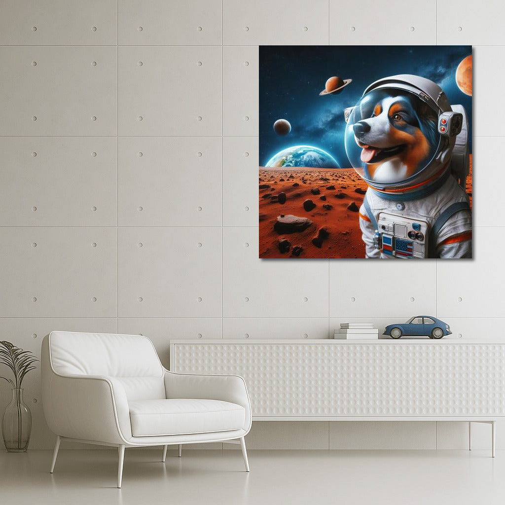 Space Shepherd: Australian Shepherd on Mars Looking at Earth 2