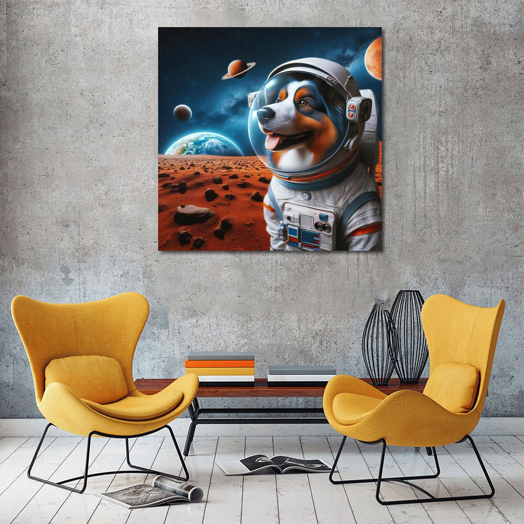 Space Shepherd: Australian Shepherd on Mars Looking at Earth 2