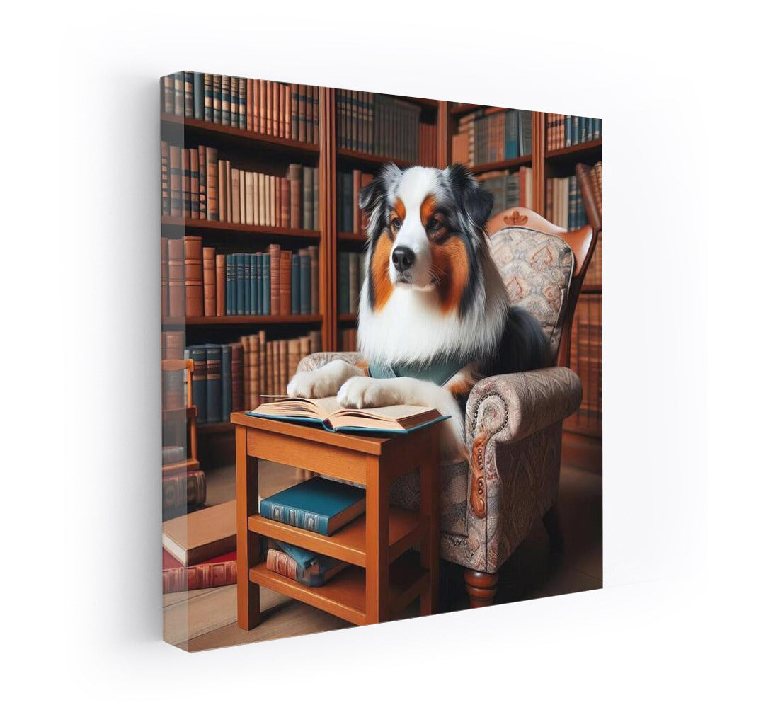 Australian Shepherd Reading in the Library: Comfort and Humor for Dog and Book Lovers