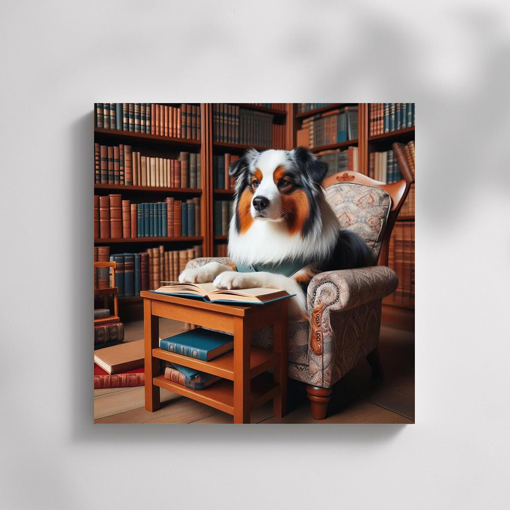 Australian Shepherd Reading in the Library: Comfort and Humor for Dog and Book Lovers