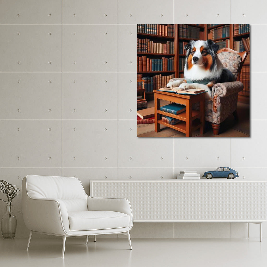 Australian Shepherd Reading in the Library: Comfort and Humor for Dog and Book Lovers